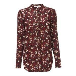 Veronica Beard Burgundy Floral Silk Tunic Blouse